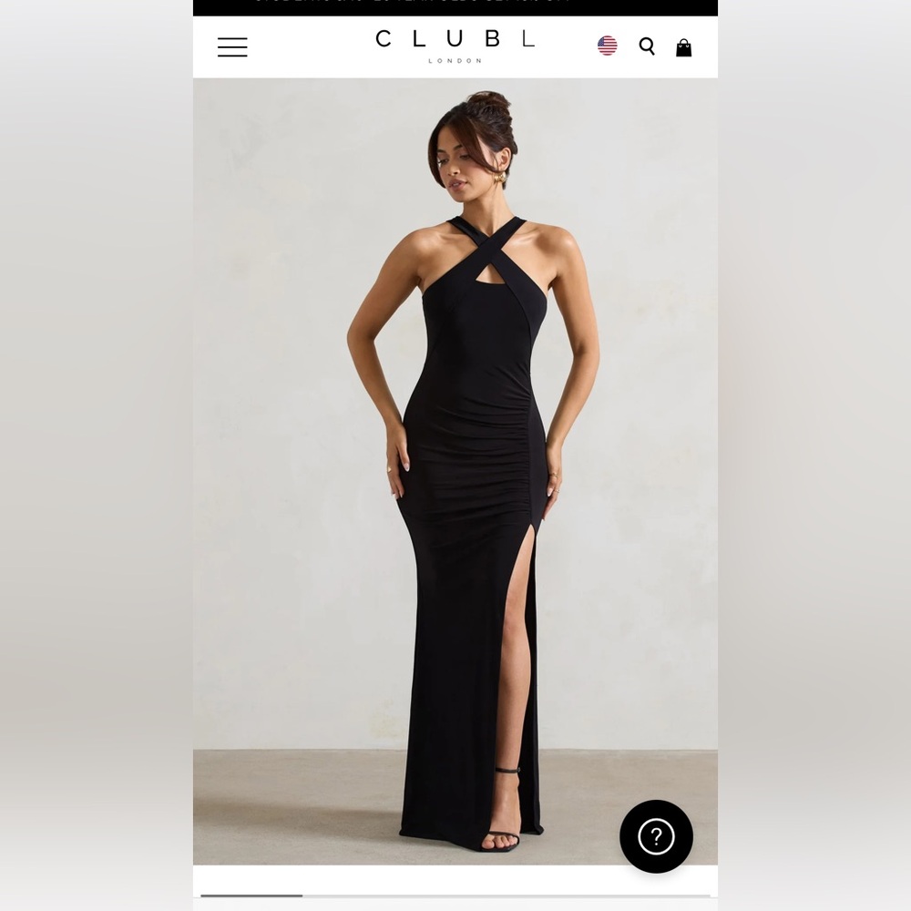 JIANNA
BLACK CROSS OVER HALTER-NECK SPLIT MAXI DRESS